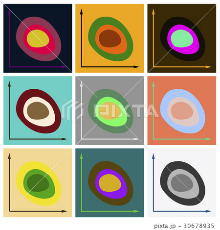 Set of flat icons on stylish background graph 30678935