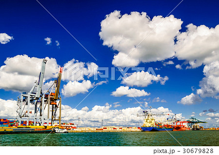 Cargo cranes in port of Antwerp in Belgium 30679828