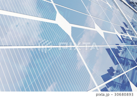 3D illustration solar panels. Solar panel produces 30680893