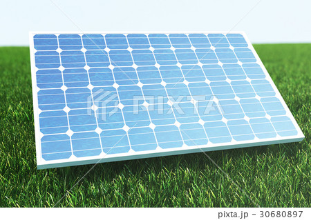 3D illustration solar panels with clouds. Energy 30680897