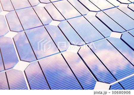 3D illustration Solar energy concept. Sunset sky 3D illustration Solar energy concept. Sunset sky 30680906