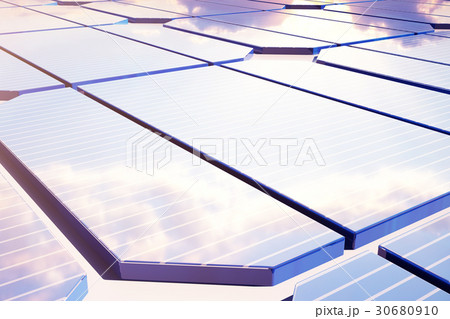 3D illustration Solar energy concept. Sunset sky 3D illustration Solar energy concept. Sunset sky 30680910