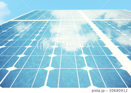 3D illustration reflection of the clouds on the 30680912