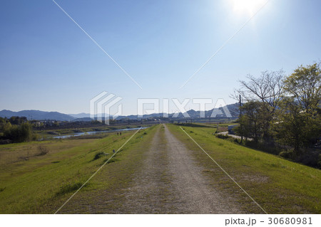 河原の土手の上の道 河原の土手の上の道 30680981