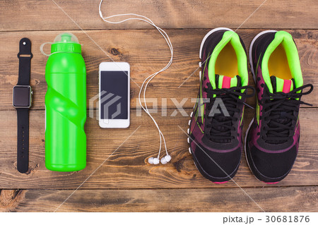 Sport objects equipment isolated healthy active Sport objects equipment isolated healthy active 30681876