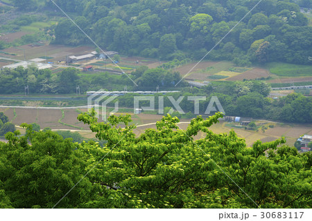 秦野市街に小田急線が走る 30683117