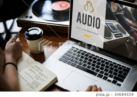 Headphones music media icon online Headphones music media icon online 30684039