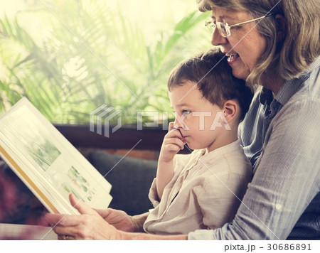 Grandmother Grandson Family Reading Leisure Grandmother Grandson Family Reading Leisure 30686891