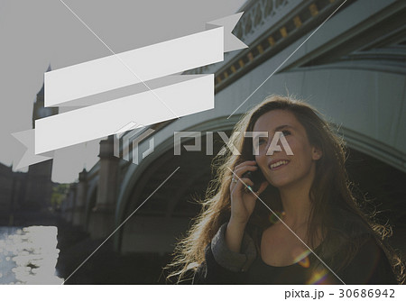 Rectangular Scroll Ribbon Logo Label 30686942