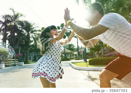 Family Father Daughter Togetherness High FIve 30687301