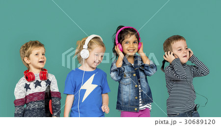 Little Children Headphones Music Having Fun Little Children Headphones Music Having Fun 30689120