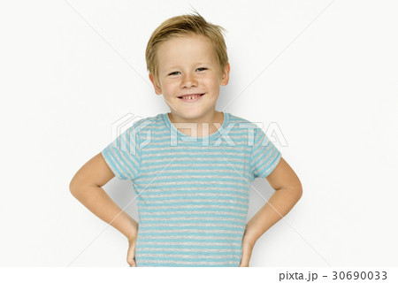 Little Boy Smiling Face Expression Studio Portrait Little Boy Smiling Face Expression Studio Portrait 30690033