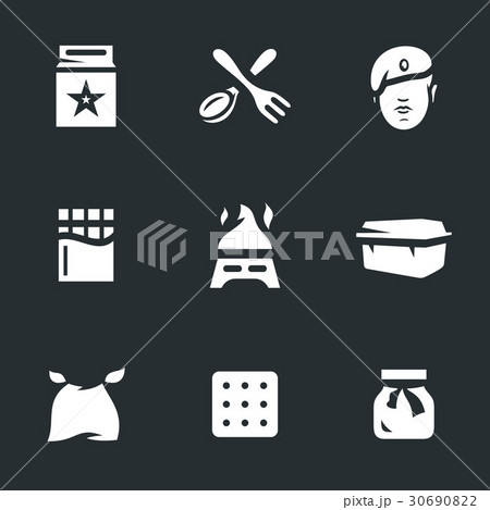 Vector Set of Amy food ration Icons. 30690822