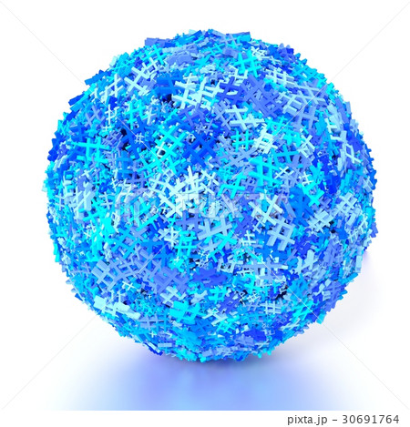 Sphere covered with blue hashtags social media 30691764