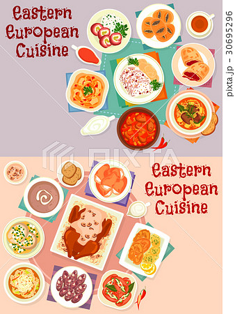 Eastern european cuisine icon set for food design 30695296