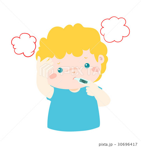 Little boy got high temperature vector cartoon. - Stock Illustration  [30696417] - PIXTA