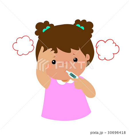 Little girl got high temperature vector cartoon. 30696418
