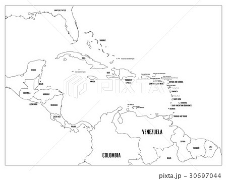 Central America and Carribean states political map 30697044