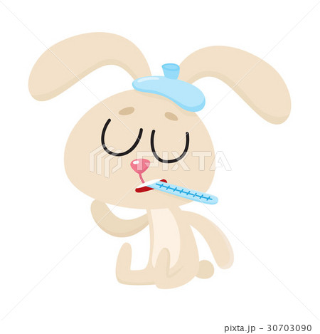 Sick rabbit having flu, sitting with ice pack Sick rabbit having flu, sitting with ice pack 30703090