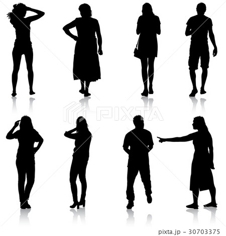 Black silhouettes of beautiful man and woman  30703375