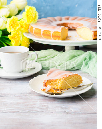 Bundt cake with frosting. Easter festive dessert Bundt cake with frosting. Easter festive dessert 30704533
