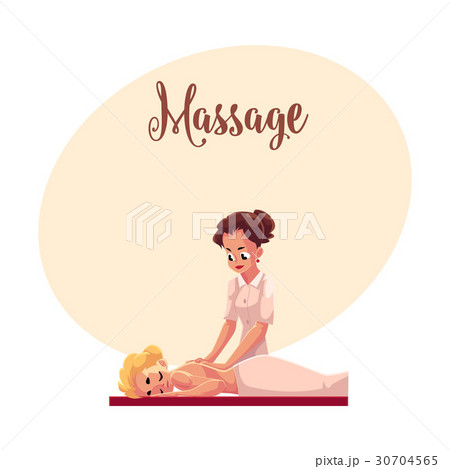 Young woman having relaxing back massage lying on 30704565
