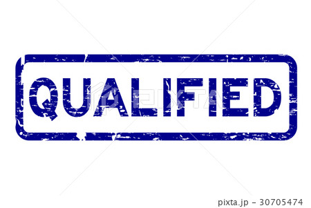Grunge blue qualified square rubber seal stamp 30705474