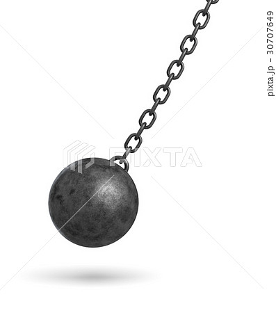 3d rendering of a dark black wrecking ball hanging 3d rendering of a dark black wrecking ball hanging 30707649