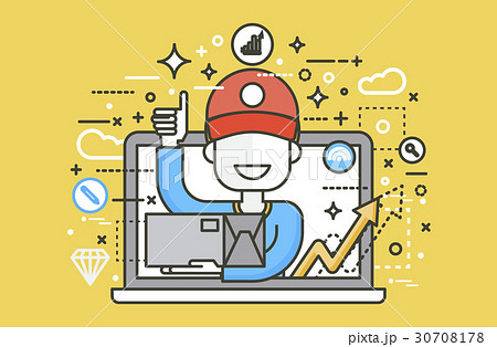 Vector illustration peddler parcels carrier man 30708178