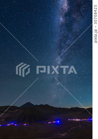 Milky way and stars above the Mount Bromo 30708425