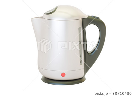 metallic electric kettle, 3D rendering metallic electric kettle, 3D rendering 30710480