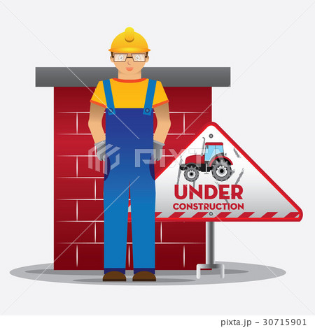 man worker with blue jumpsuit and yellow helmet 30715901