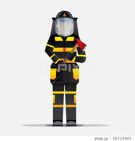 fire fighter man standing with firefighter uniform 30715905