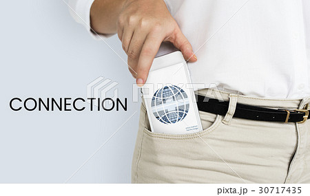 Graphic of global communication connection technology on mobile phone 30717435