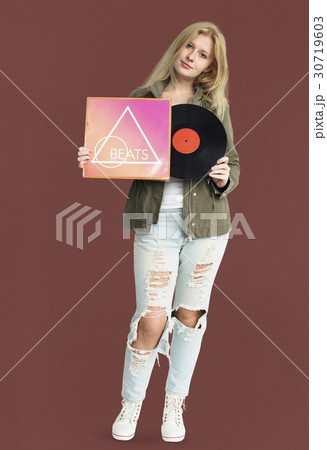 Woman Smiling Happiness Vinyl Music Record Woman Smiling Happiness Vinyl Music Record 30719603