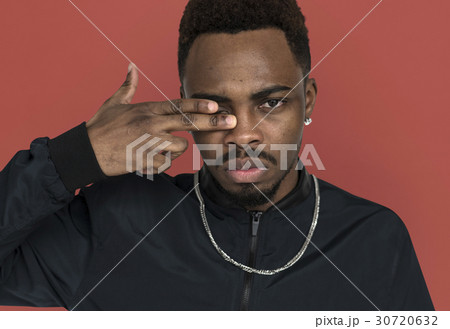 African Descent Man Serious Hand Gesture African Descent Man Serious Hand Gesture 30720632