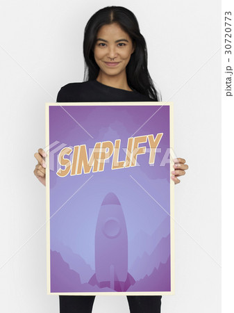 People holding aspiration word quote banner board 30720773