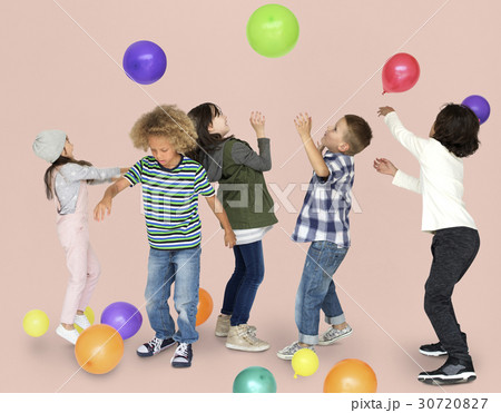 Children Smiling Happiness Playing Balloon Children Smiling Happiness Playing Balloon 30720827