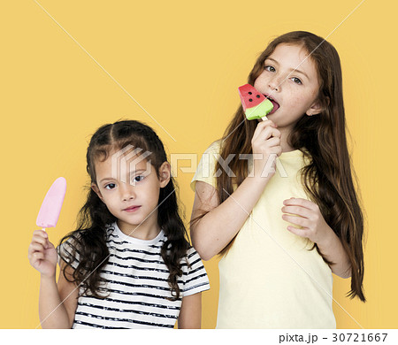 A happiness girl with an ice cream A happiness girl with an ice cream 30721667