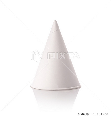 Blank white paper cone for water drinking. Studio shot isolated on white Blank white paper cone for water drinking. Studio shot isolated on white 30721928