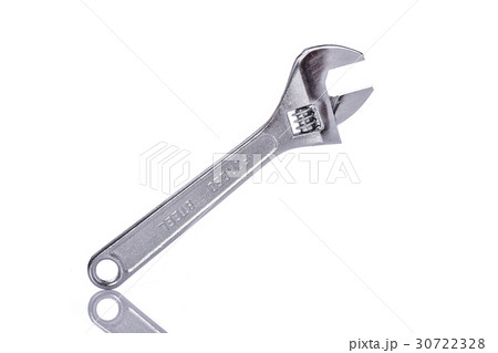 New silver adjustable wrench. Studio shot isolated on white 30722328