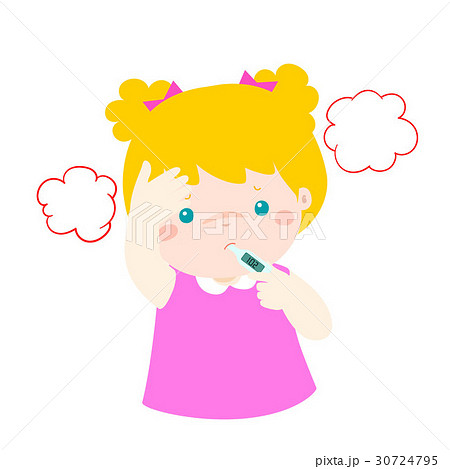 Little girl got high temperature vector cartoon. Little girl got high temperature vector cartoon. 30724795