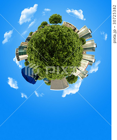 concept miniature globe with building and forest 30725382