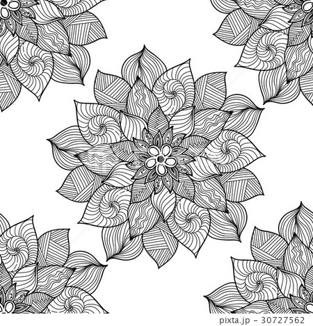 Mandala. Black and white round ornament. Vector 30727562