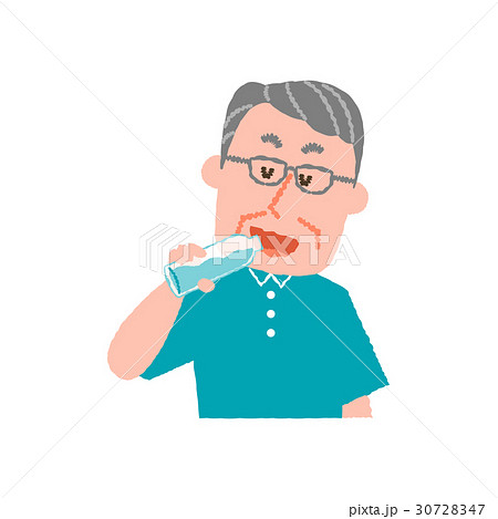 水を飲む高齢男性 水を飲む高齢男性 30728347