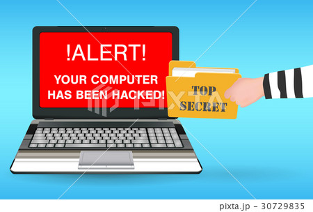 laptop computer hacked and stolen  data by hacker 30729835