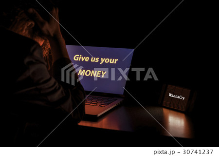 WannaCry ransomware attack on desktop screen WannaCry ransomware attack on desktop screen 30741237
