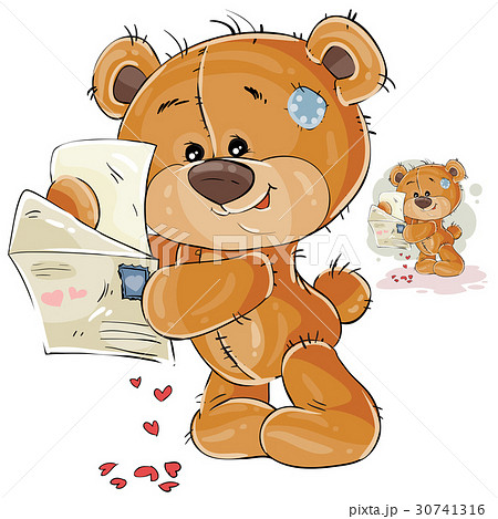 Vector illustration of a brown teddy bear holding 30741316