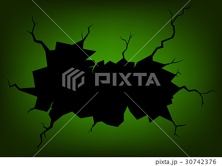 Wall Cracked Hole on Dark Green Background Wall Cracked Hole on Dark Green Background 30742376