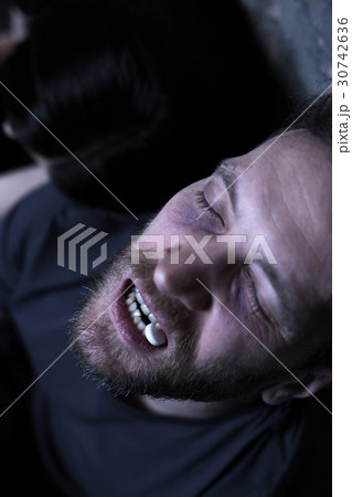 Desperate freak using cocaine pill in the dark Desperate freak using cocaine pill in the dark 30742636